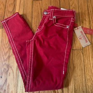 Women's New True Religion Jeans Size 26 Ruby Red